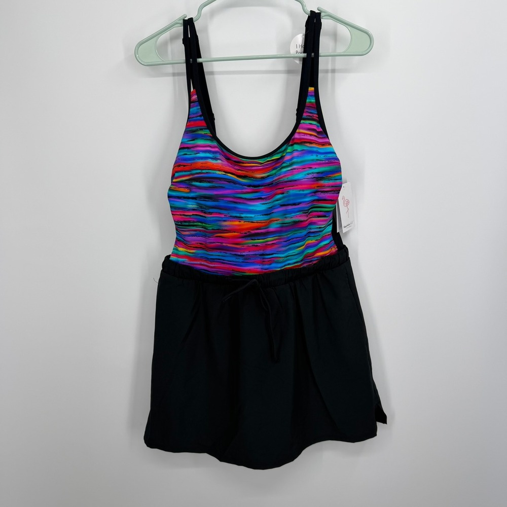ShapeSolver Sport Skirted One Piece Women Size 12 Multi Color Chlorine Resistant